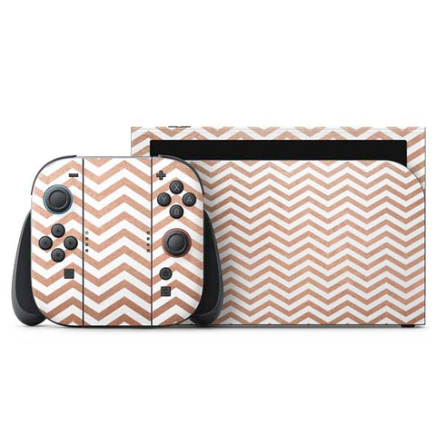 Rose Gold Chevron Nintendo Switch 2 (2025) with Joy-Con Skin